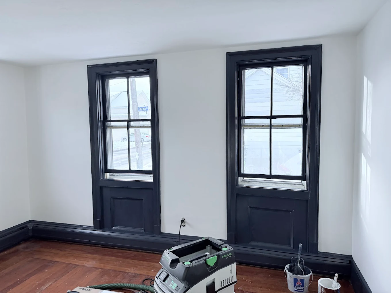 Interior painting - window trim and wainscoting