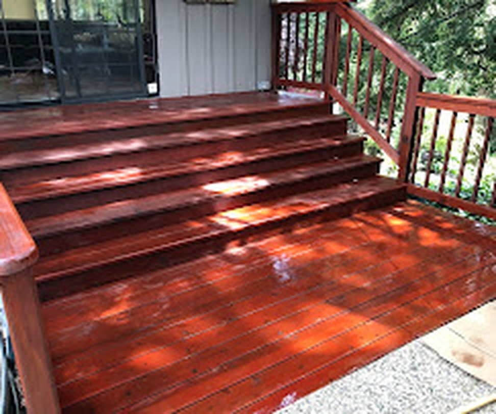 Deck staining - rich mahogany finish